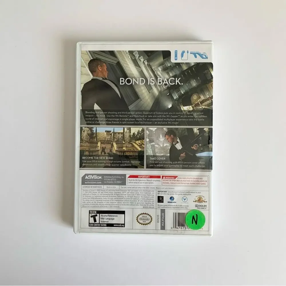 James Bond 007 Quantum of Solace Nintendo Wii Video Game